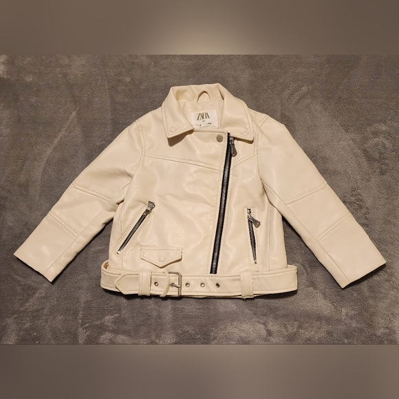 Zara Kids Faux Leather Moto Jacket - Size: 5 - Picture 1 of 7